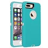 Co-Goldguard iPhone 7 Plus/8 Plus Case Heavy Duty Armor 3 in 1 Built-in Screen Protector Rugged Cover Dust-Proof Shockproof Drop-Proof Scratch-Resistant Shell for Apple iPhone 7+/8+ 5.5”,Blue/white