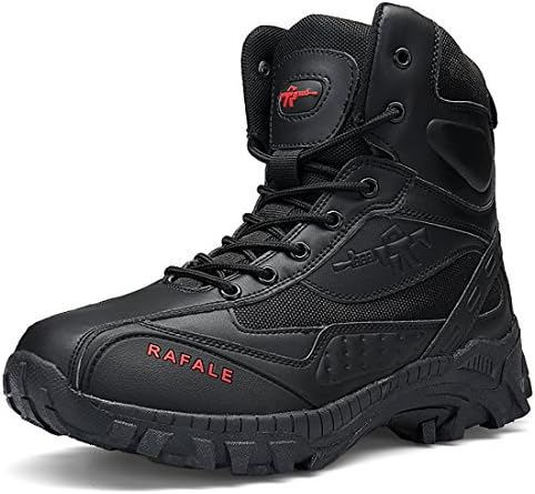 FKMI Mens Hiking Boots Military Tactical Combat Boots Womens Trekking Shoes with Side Zip High Top Walking Climbing Sneakers