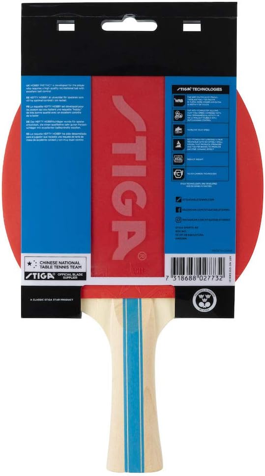 STIGA Hobby Instinct 1-Star Table Tennis Bat for Children and Beginners Black/Red, Black / Red - Image 4