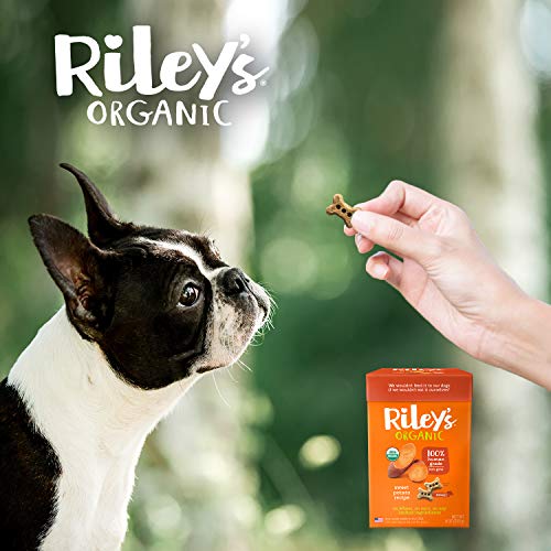Riley's Organic Dog Treats - Small Bone Sweet Potato Dog Treats - USDA Organic, Certified Vegan and Non GMO Project Verified Dog Biscuits - 100% Human Grade - 9 Oz Carton