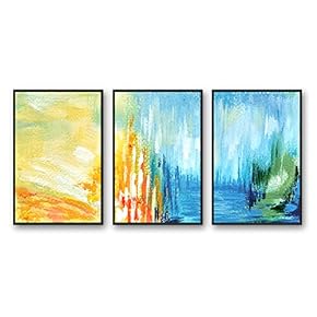 Framed Canvas Wall Art for Living Room, Bedroom Abstract Color Collage Pattern Canvas Prints for Home Decoration Ready to Hanging - 16"x24"x3 Panels