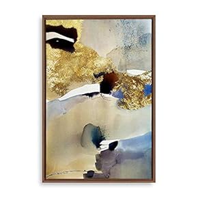 Framed Canvas Home Artwork Decoration Golden Abstract Art Canvas Wall Art for Living Room, Bedroom - 16x24 inches