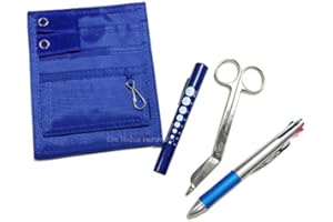 ELITE MEDICAL INSTRUMENTS EMI EMI Nurse Pocket Blue Organizer 4 Piece Kit - Pocket Organizer, Lister Bandage Scissor, Pupil Gauge penlight, and Chart Pen