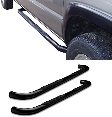 3" Round Black Carbon Steel Side Step Rails Nerf Bar Running Boards Fit 2004-2008 Ford F150 Super/Extended Cab (w/ 2 Half Size Rear Doors) )