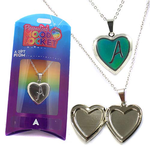 A PERSONALISED HEART SHAPED NAMED MOOD LOCKET FUN GIFT PRESENT