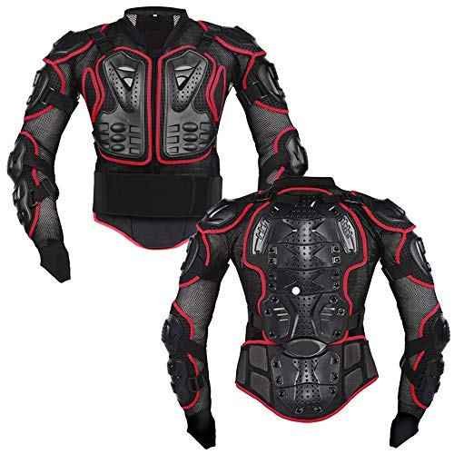 Motorcycle Full Body Armor Protective Gear Jacket Street Motocross ATV Guard MTB Racing Shirt Jacket Protector Pro for Men (Red, XXL)
