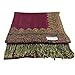 Paskmlna Border Pattern Double Layered Reversible Woven Pashmina Shawl Scarf Wrap Stole (#03burgundy)