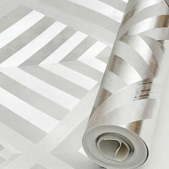 Telihome Abstraktes Metallisches Tapetenrollengold-Silber-Tapeten 3D