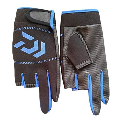 YuanLife 1 Paar Weibliche Männer DREI-Finger-Schere Halbfinger-Angelhandschuhe im Freien Angelschützer rutschfeste…