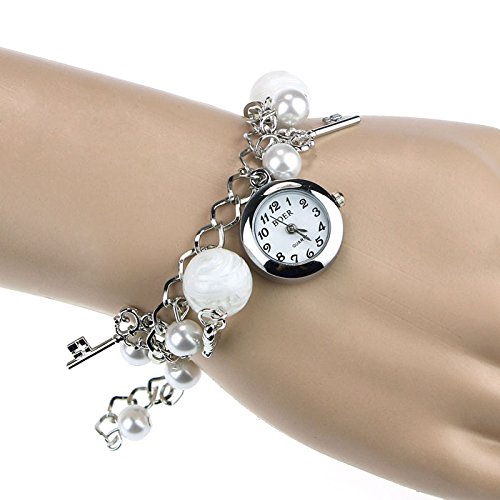 Clearance Deal! Hot Sale! Bracelet, Fitfulvan Women Girl Quartz Charms Bracelet Wrist Watch Wristwatch Fashion Gift (Silver)