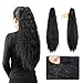 Abujia Yaki Ponytail Ponytail Kinky Straight Synthetic Long Clip in Hair Extensions Ponytail Hairpiece Soft Silky for Women 24inch-Claw (1b#)