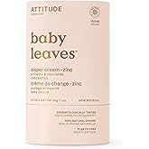 ATTITUDE Plastic-Free Diaper Cream Bar with Zinc for Baby, EWG Verified, Dermatologically Tested, Vegan, Unscented, 1 Ounce