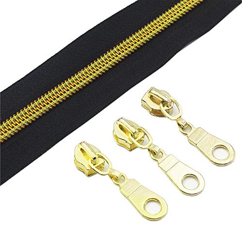 YaHoGa 5 Gold Metallic Nylon Coil Zippers by The Yard Bulk 10 Yards