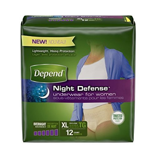 Depend Night Defense Incontinence Overnight Underwear for Women, XL, 12 Underwear (Pack of 2)