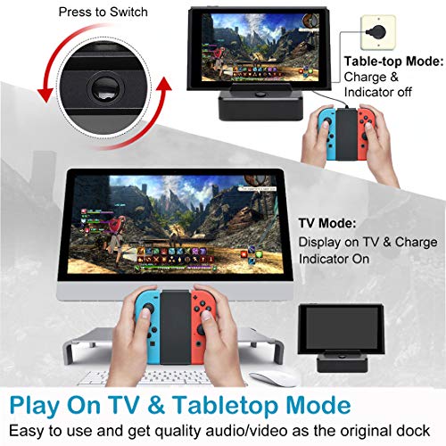 Defway Switch Dock, Portable Switch Charging Stand, Compact Switch to HDMI Adapter, Switch Docking Station with Extra USB 3.0 Port, Replacement Charging Dock for Nintendo Switch with USB C Power Input