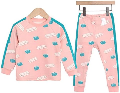 WithOrganic BEBEZOO Block Flice Baby Toddler Girl Long Sleeve Pajama Set 4T Pink
