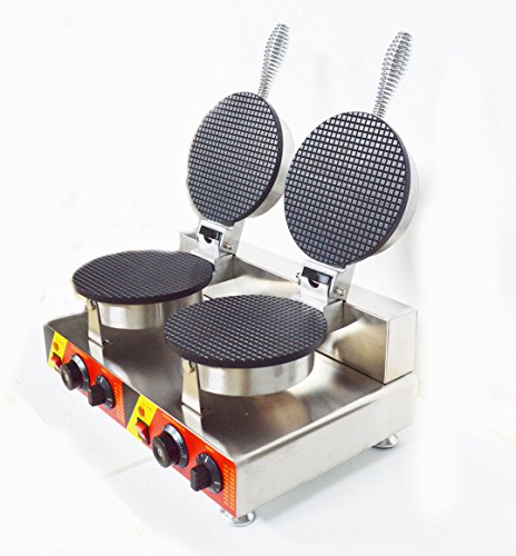 Commercial Electric Ice Cream Cone Machine Electric Waffle Maker Dual Baker 110V - Thumbnail 6