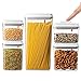 BREVER 5-PC AirTight Push Pop Food Storage Container Set Value Pack - Cereal, Flour, Sugar, Pasta, Rice - 100% BPA FREE, 5 Yr Warranty