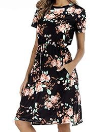 Vestido de verano para mujer con mangas cortas y bolsillos