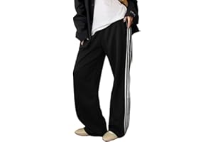 UAURORAO Women Y2k Track Pants Baggy Striped Joggers Sweatpants Elastic Waist Color Block Parachute Pants with Pockets