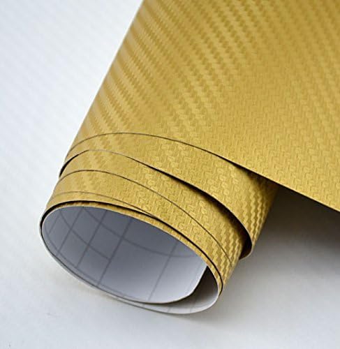 Indiashopers 3D bon Fiber Twill-Weave Matte Design Decal Wrap Vinyl Film (2 x 2 Feet) - Golden