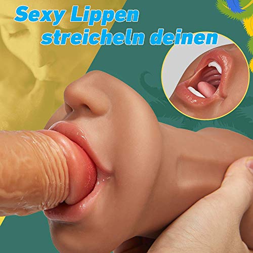 3 IN 1 realistischer Masturbator Sexspielzeug Taschenmuschi für Männer,Pocket Pussy mit Oralsex,Vaginalersex und Analsex Erotik Sonnenbräune Muschi mit drei 3D Liebeslöchern Moruioy