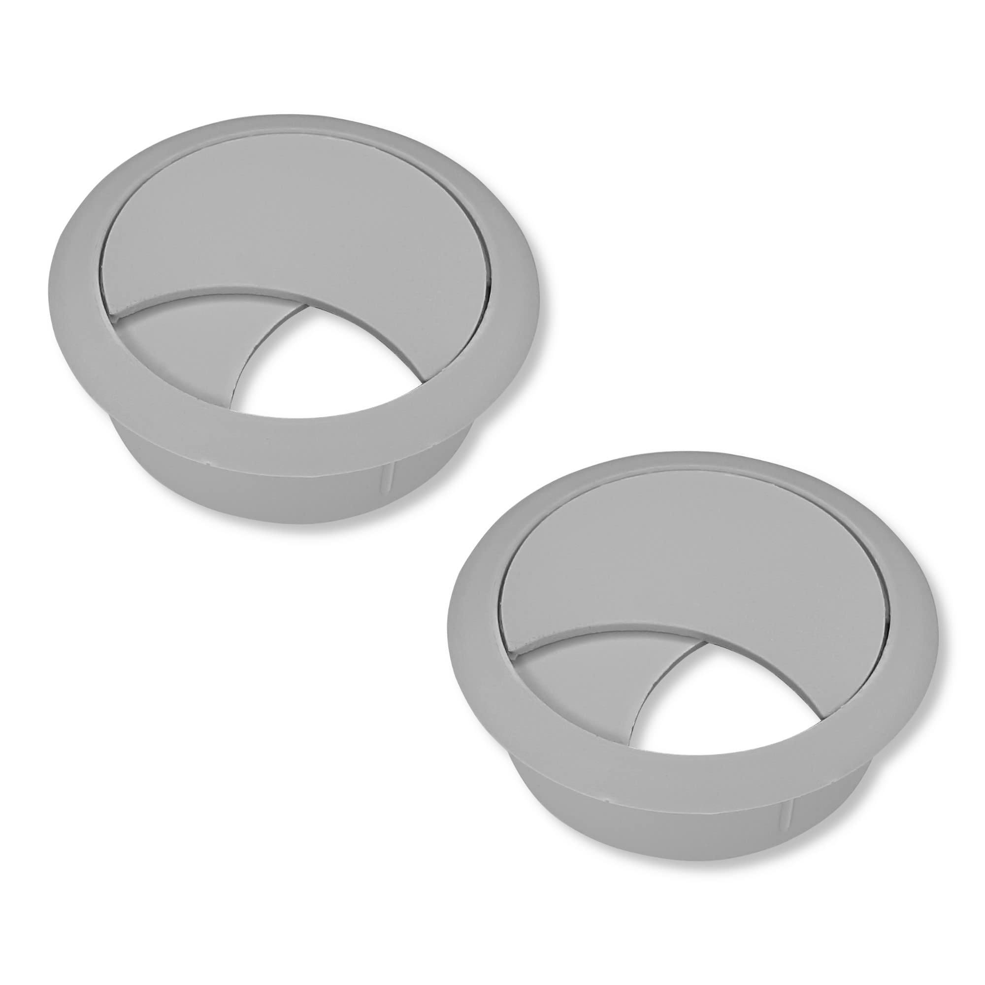 cyclingcolors 2 x Cable Grommets 58 mm Furniture Office Cable Guide Cable Outlet Cable Box Plastic (Grey)