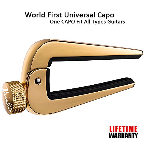 WINGO Wide Guitar Capo Fit for 6 and 12 String Folk Acoustic Classical Electric Guitar,Bass,Mandolin,Banjos,Ukulele All Types String Instrument, Gold - Thumbnail 7