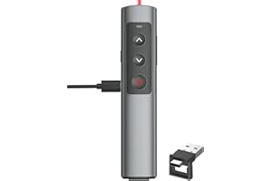CLIKBUTM Rechargeable Presentation Clicker for Laptop PowerPoint, USB-A USB-C Presentation Pointer, Wireless Presenter Remote Power Point Clicker for Computer/Mac/PPT/Google Slide Advancer