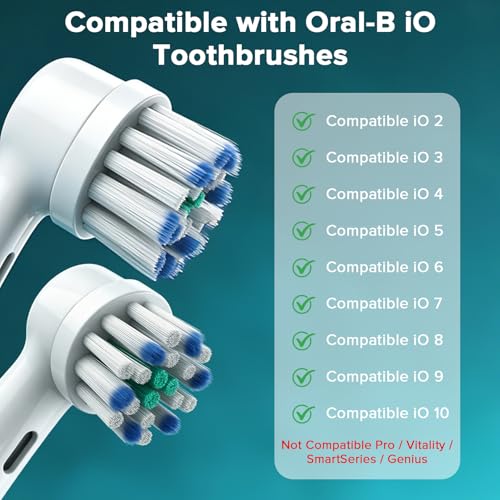 ELYCO 12 Pack Soft Toothbrush Heads Compatible with Oral-B iO, Pack of 12 with 4 Dust Caps and Coloured Rings for Electric Toothbrush Series iO 2 3 4 5 6 7 8 9 10 Series