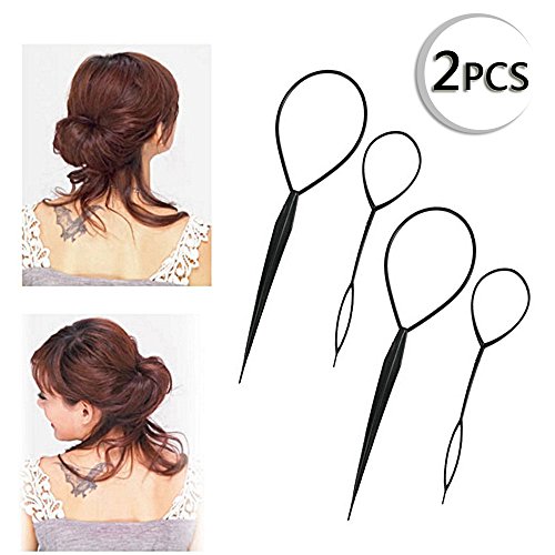 Iebeauty®Plastic Magic Topsy Tail Hair Braid Ponytail Styling Maker Clip Tool Black 2pcs