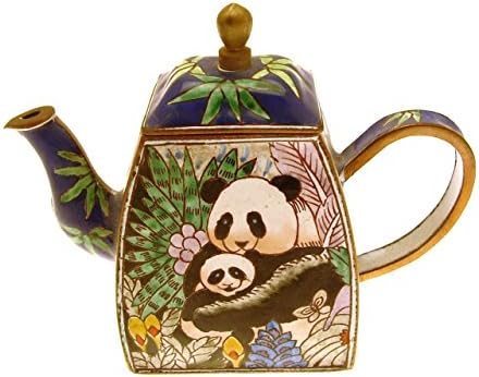 Miniature Teapot enamel finish Trade Plus Aid Panda and Baby design 1388 GB238
