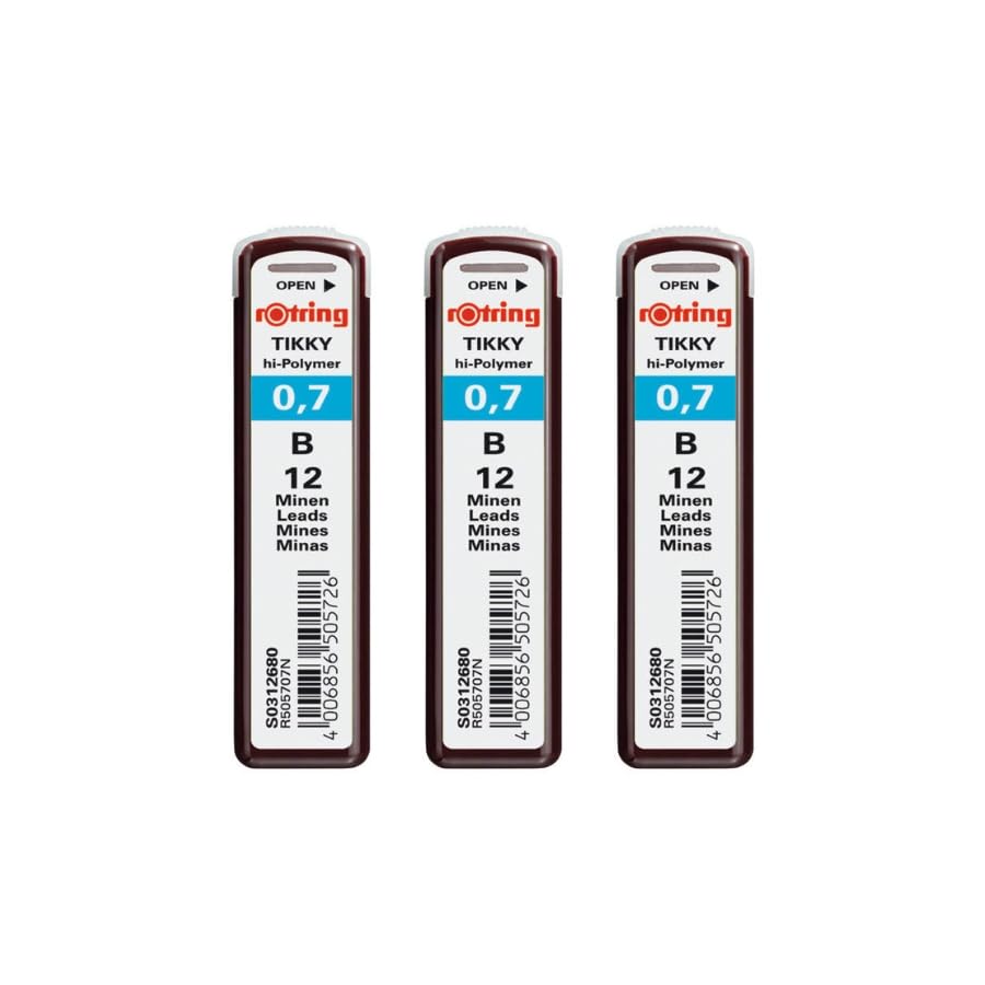 rOtring Tikky Mechanical Pencil Lead Refills | 0.7mm | B |3 Count (36 Leads)