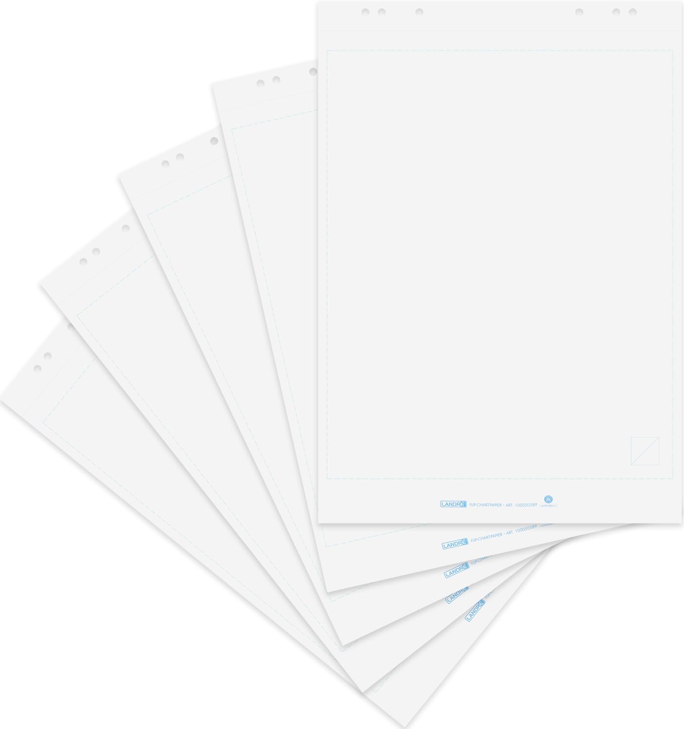 Landre 100050588 Recycled Flip Chart Paper Pad 20 Sheets Full Size 68 X 99 cm Blank 80 g/m² (Pack of 5) Flip Chart Pads "Recycling", Portrait 68 x 99 cm, 20 Pages, Blank 0