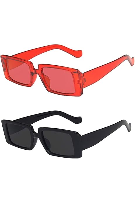 Lunettes de soleil rectangulaires rouges 2