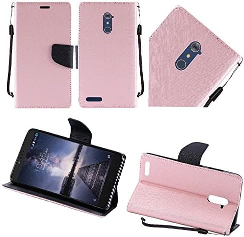 Wallet Case Cover for ZTE Z MAX Pro ZTE ZMAX Pro ZTE Carry Z981 ZTE Blade X Max (Ross-Gold)