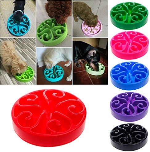 Rockruck Dog Bowl Flower-shaped Anti-choking Plastic slow feed dog bowl Feeder Pet Bowl (Purple)