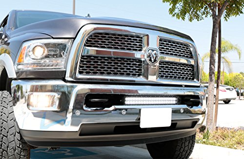 iJDMTOY 20" 120W High Power Double-Row LED Light Bar with Hidden Lower Bumper Mounting Bracket and On/Off Switch Wiring Kit For 2009-2017 Dodge RAM 2500 3500