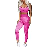 OLCHEE Women’s Workout Sets 2 Piece - Seamless Yoga Leggings and Cross-Strap Sports Bra Gym Outfits Activewear Matching Set