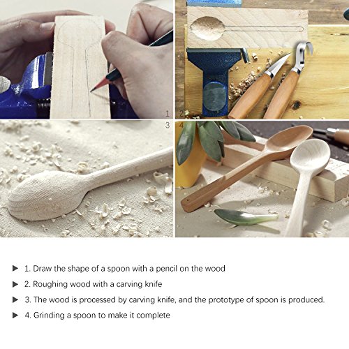 ETEPON Wood Carving Tools Set Whittling Sloyd Wood Carving Knife with Knife Sleeve + Hook Knife, Wood Carving Kit for Spoon Bowl Cup Kuksa Woodworking (Wood Carving kit) - Thumbnail 4