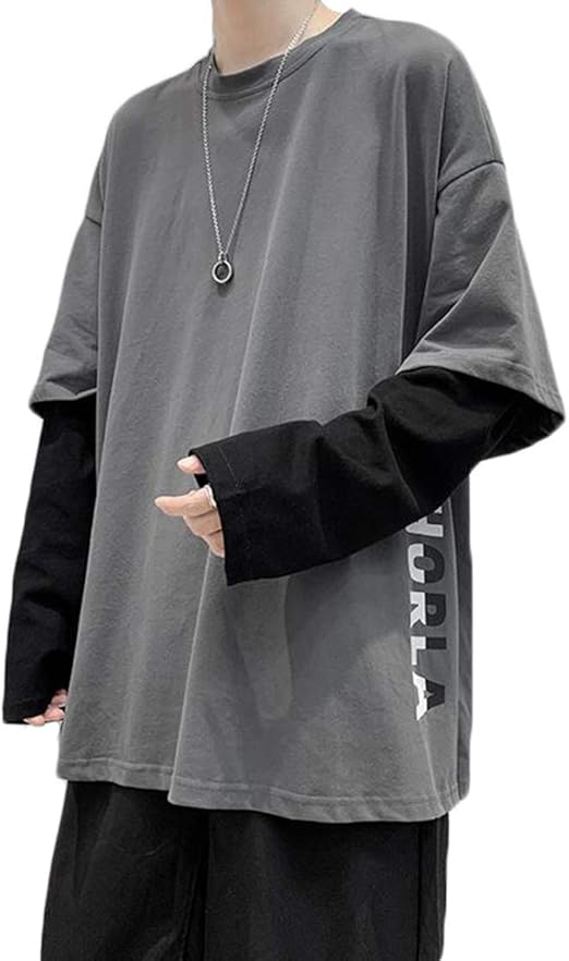 Amazon ｊｑｂｆｌtシャツ メンズ 長袖 カットソー ゆったり プルオーバー カジュアル 重ね着風 おしゃれ ロンｔ ストリート トップス 大きいサイズ 秋 Tシャツ カットソー 通販