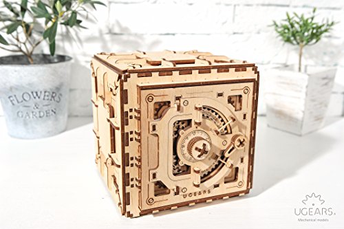 Ugears Mechanical 3D Safe, Christmas Gifts, Adult Puzzles, Wooden Brain Teaser, Kids And Teens IQ Game