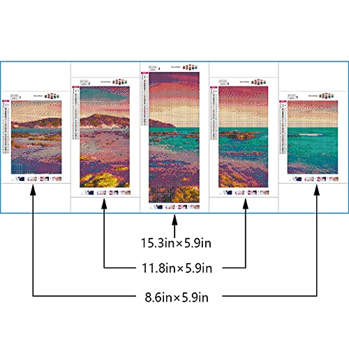 5D Diamond Painting Kits for Adults Kid Beginners, 5 Sets Full Drill Crystal Rhinestone Embroidery Cross Stitch Diamond Painting for Wall Decorations