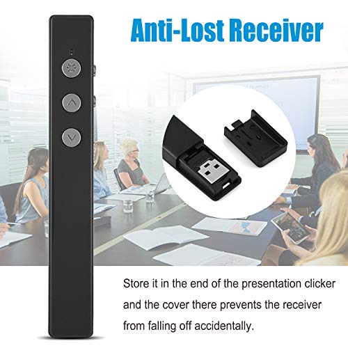 Wireless Presenter Rechargeable,Promi Presentation Remote with Red Light, Volume Control - 2.4GHz PowerPoint Clicker for Classroom, Lecture Hall, Conference Room, Exhibition Hall, etc.(Black)