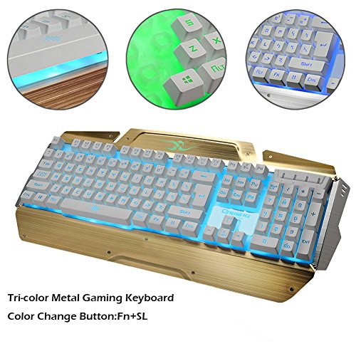 From USA ★ BlueFinger LED Gaming Keyboard and Mouse Combo, 3 Backlight