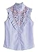 Floerns Women's Vertical Striped Ruffle Floral Embroidery Blouse Shirts