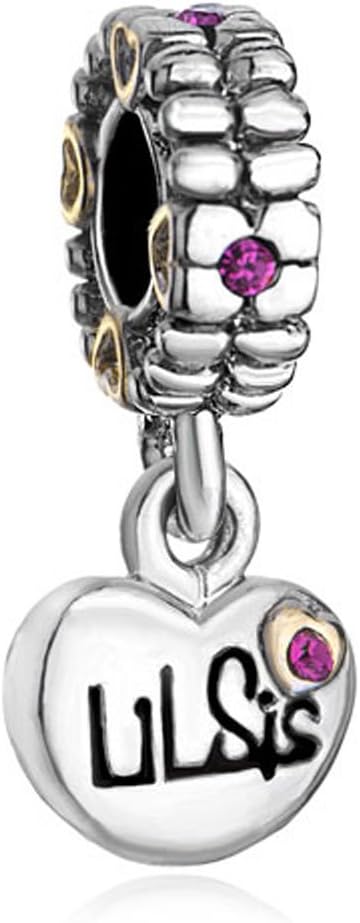 LovelyJewelry Heart Love Sister Charm Purple Crystal Birthstone Beads s Bracelets