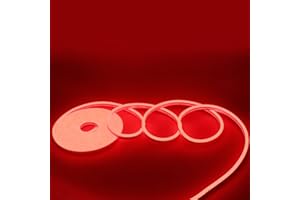 DUOFU365 RED Neon LED Strip Light, DC 12V 600 SMD2835 LED Neon Rope Lights,Upgraded 16.4ft/5m Led Light Strips Flexible Waterproof for Indoor/Outdoors Home Decoration/DIY