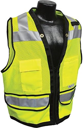 Radians RadWear Men's Class 2 High Visibility Heavy-Duty Surveyor Safety Vest - Lime, Large, Model Number SV59-2ZGD