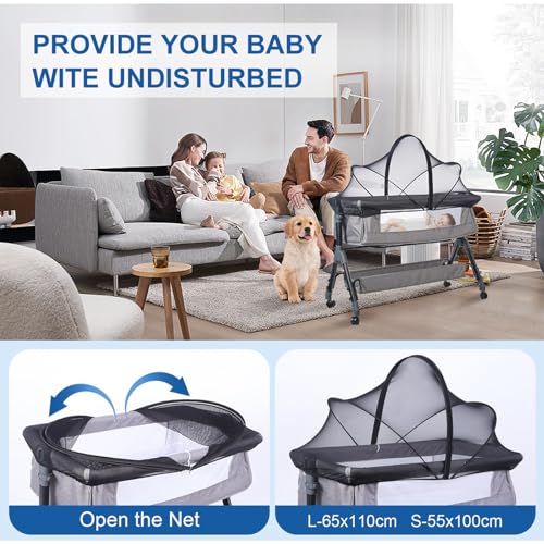 Liemuao Universal Mosquito Net for Infant Cribs, with Zip, Fine Mesh Fabric Baby Bed Tent for Indoor and Outdoor (White, 55x100cm)